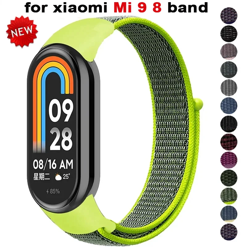 Smart Watch Nylon Loop for xiaomi Mi Band 9 8 Strap 8 NFC SmartWatch Wristband Correa Replacement sport pulsera for Miband Bracelet Correa
