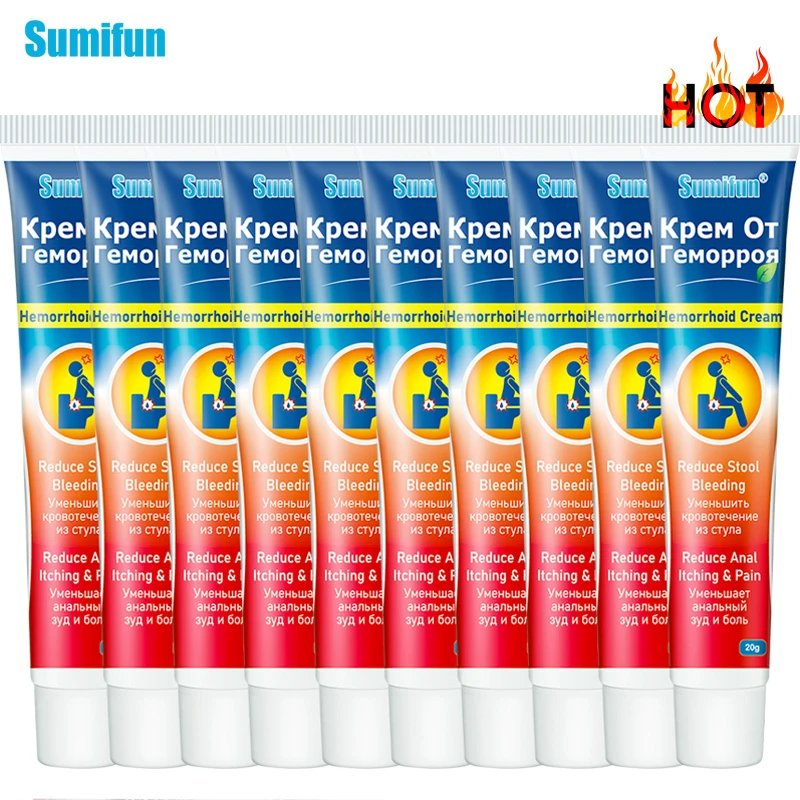 

Мазь от геморроя Sumifun 10 шт., крем для внутренних и внешних свай для лечения анальной трещины, кровотечения, обезболивающий пластырь