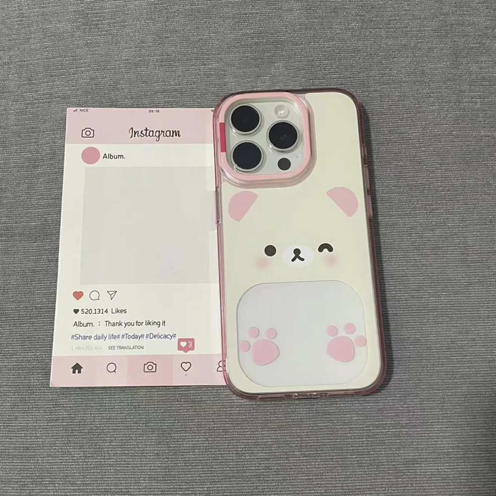 Cute Bear Couple Cartoon Clear Phone Case - Y2K Style