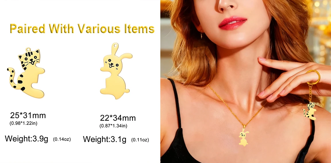 Beliebtes Katzen- und Hasen-Puzzle-Anhänger-Set Beste Freunde Passende Charms für DIY Freundschafts- und Paar-Tierschmuckherstellung – Detail 3