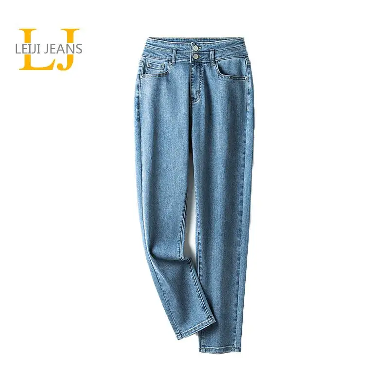 2022 LEIJIJEANS Spring and Autumn high waist women jeans lady harem loose 6XL 100 KGS boyfriend 7XL 8XL mom |