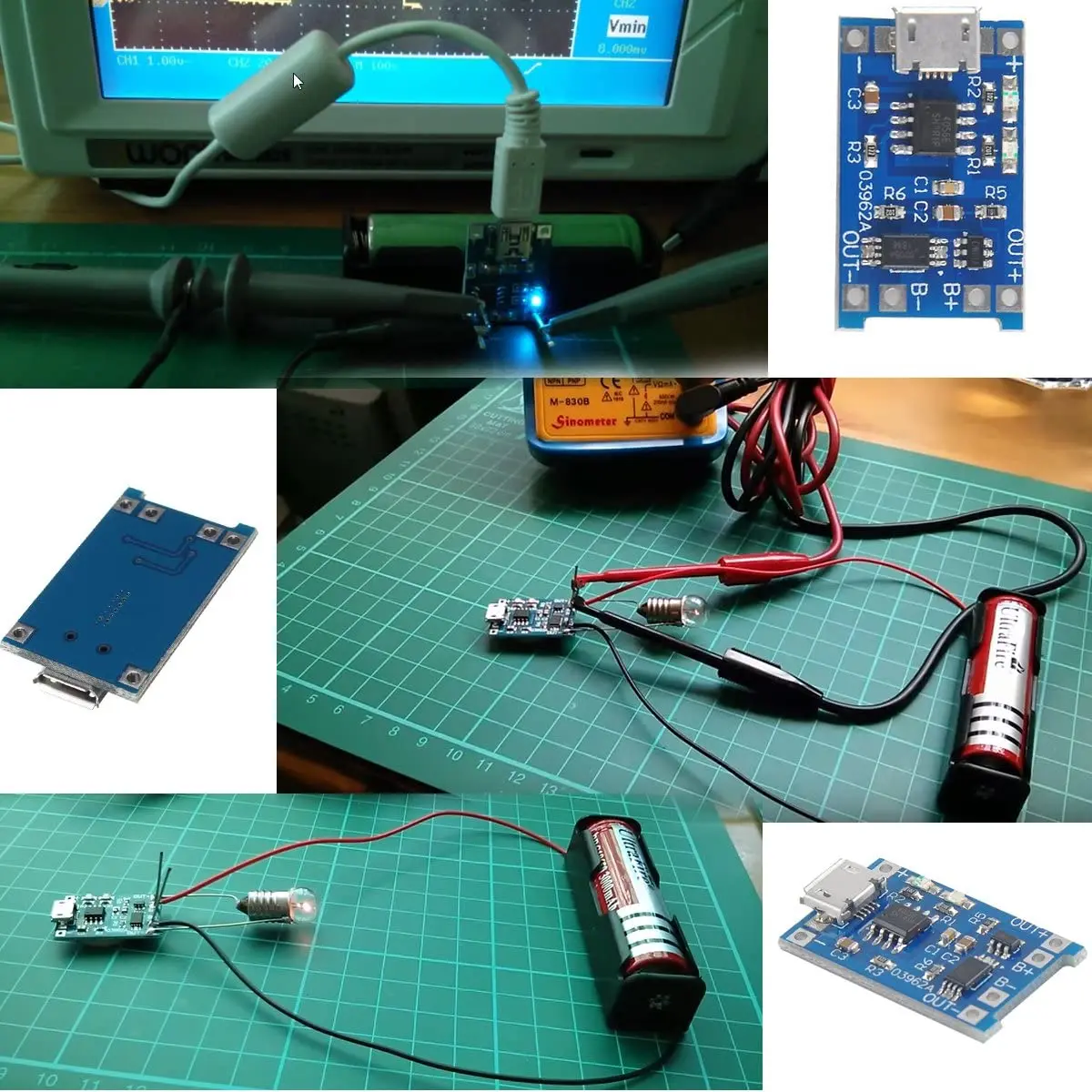 Type-C Micro Mini 5V1A 18650 TP4056 Lithium Battery Charger Module Charging Board With Protection Dual Functions 1A Li-ion