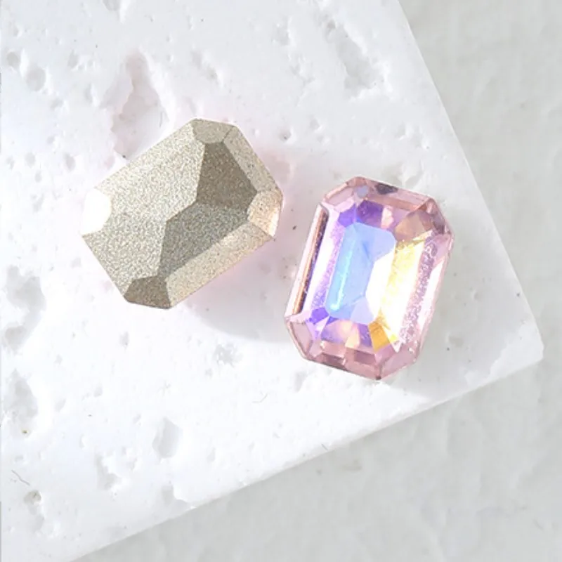 직사각형 DIY 뾰족한 바닥 크리스탈 3D 다이아몬드 스톤 장식 반짝이 매니큐어 쥬얼리 액세서리, K9, 100 개, 6x8mm