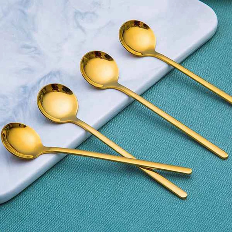 Stainless Steel 10 Pcs Espresso Spoons Teaspoons For Coffee Sugar Dessert Cake Ice Cream Soup Antipasto (Gold) stainless steel spoon tea spoon