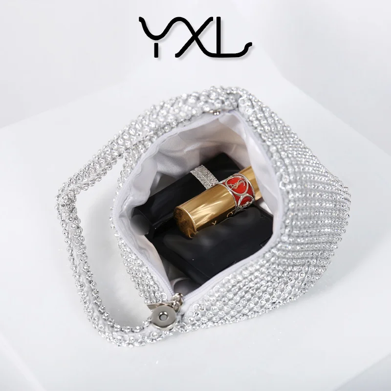 Fashionable Banquet Bag With Diamond Inlaid Handmade Bag, Versatile Evening Gown Bag, Landmine Bag, Hand-held Bag, Women's Handbag_ipsvogv.com