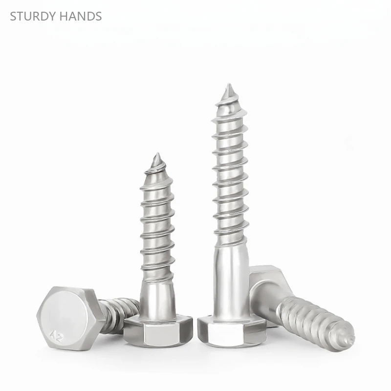 

30PCS304 stainless steel half tooth external hexagonal self tapping screw extended pointed wood screw bolt M6
