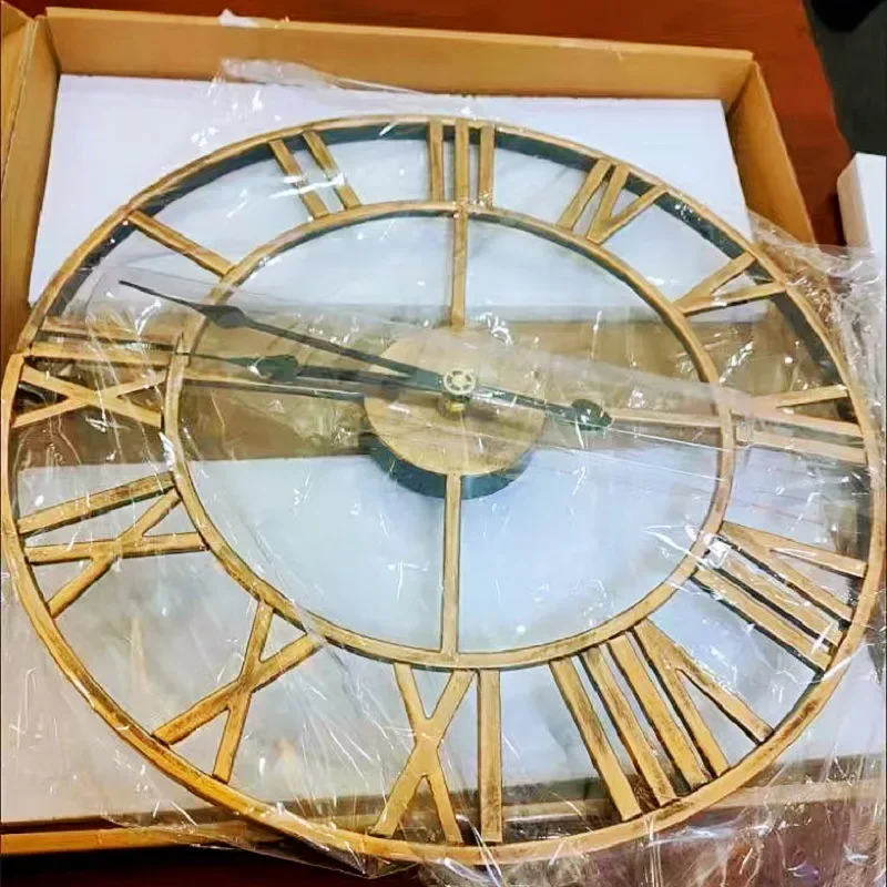 Wall Clock Iron Wall Hanging Clock Big Size 3D Nordic Metal Round Large Wall Watch Modern Style Clocks Decoration for Home Living Room