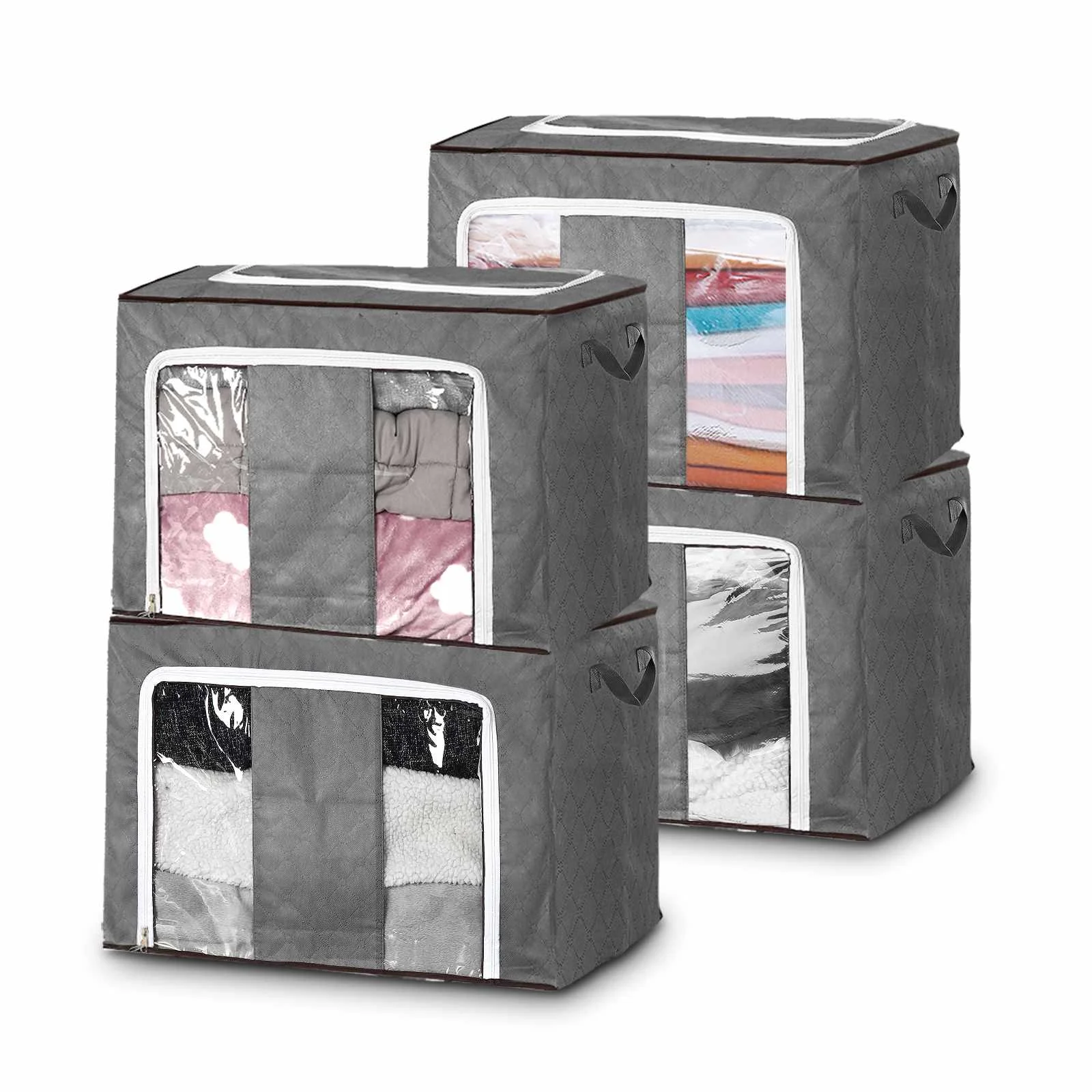 

4/6/8Pcs Blanket Quilt Clothes Closet Box Bags Home Foldable Moisture-proof Storage Case Zipper Household Wardrobe Organizer