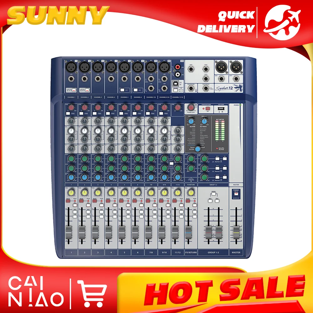 12 Channel Soundcraft Audio Mixer ortable Sound Mixing Console For Dynamic Microphone Stage Singing Performance Audio Mixer