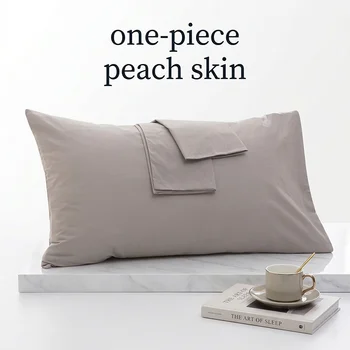 1 Pc Solid Color Peach Skin Pillowcase Plain Bedding Pillow Cover Minimalist Rectangular Sleep Cushion Case for Bedroom Hotel 1