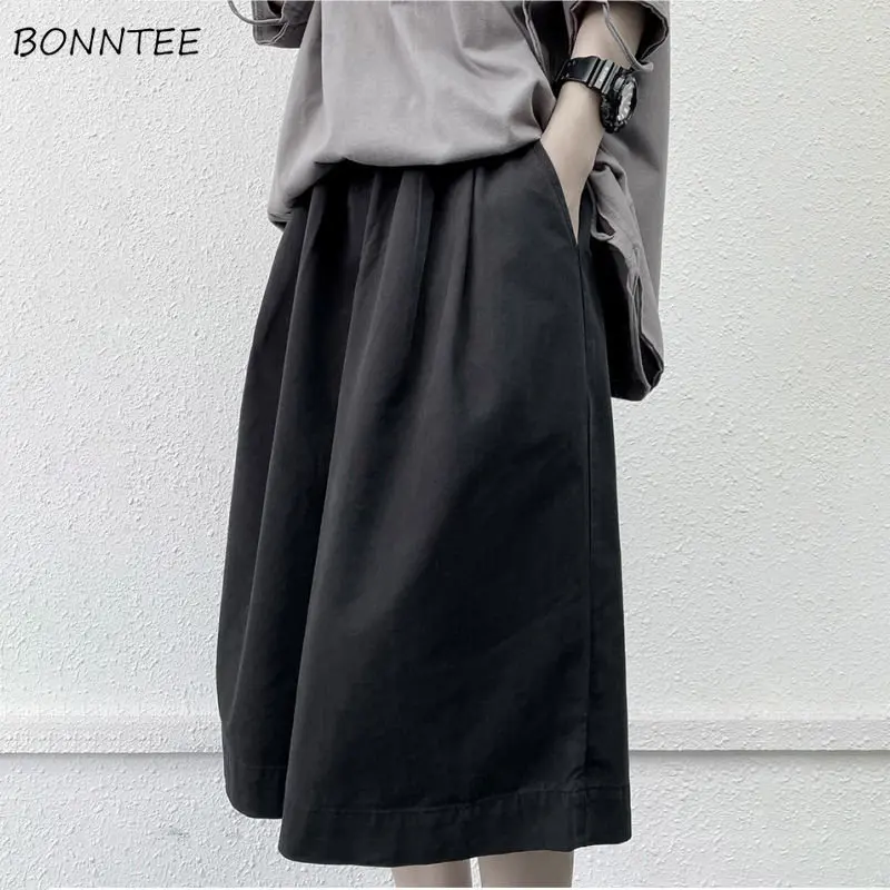 

Wide Leg Pants Women Knee-length Unisex Summer Streetwear Ulzzang Vintage Personality Chic Couple Cool All-match Harajuku Y2k