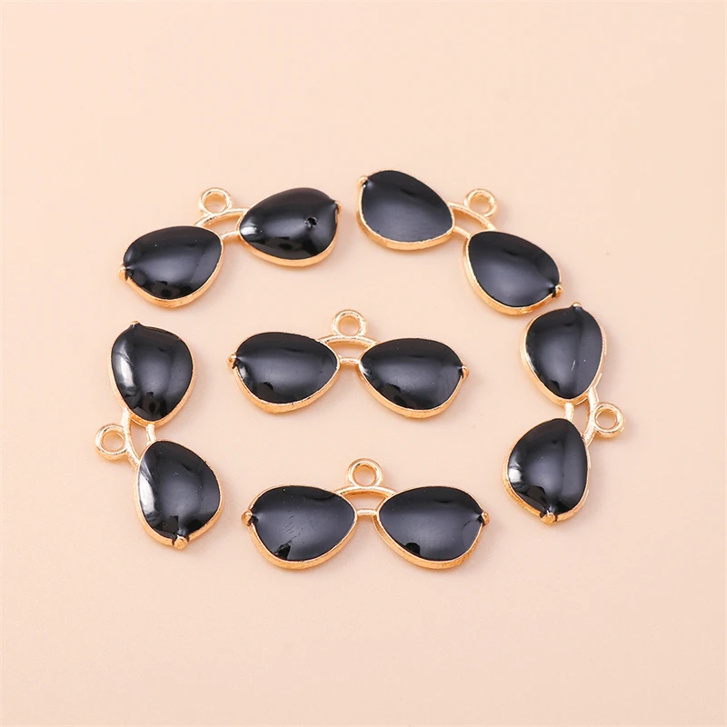 20 Stück 21x10mm Niedliche Emaille-Sonnenbrillen-Anhänger für Schmuckherstellung, Ohrringe, Halsketten, Armbänder, Accessoires, DIY-Geschenke