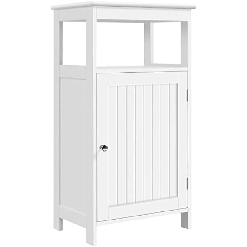 

Single Door Floor Cabinet, Bathroom Free Standing Storage Organizer with Adjustable Shelf, Narrow Side Cabinet