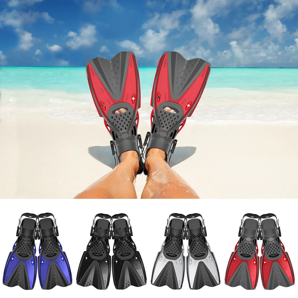 Men Women Adjustable Short Snorkel Foot Swimming Flippers Fins Beginner Water Sports Equipment Portable Diving Flippers 5