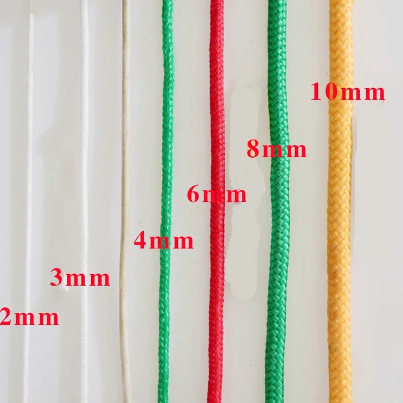 Braided Nylon Rope Polypropylene Rope 10m 2-6mm for Climbing Boat Yacht Sailing Pulley Survival Parachute Cord Clothesline clothing drying rope clothes drying line