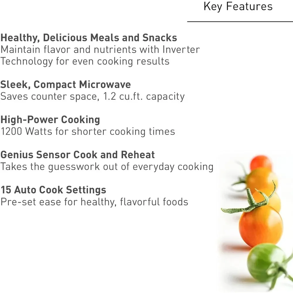 ogy, 1200W, 1.2 cu.ft. Small Genius Sensor One-Touch Cooking, Popcorn Bu 2