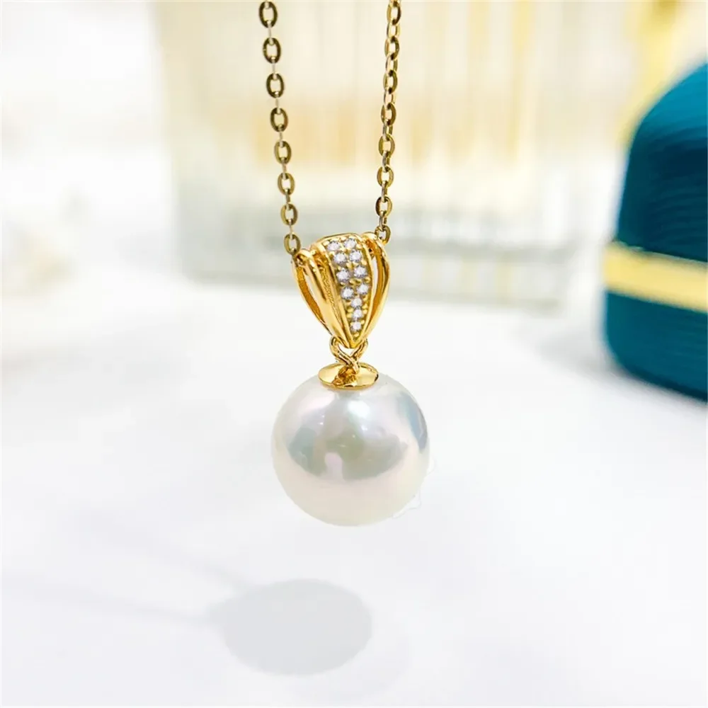 

Жемчужные аксессуары «сделай сам», кулон из стерлингового серебра 925 пробы с пустой опорой, Золотое серебряное ожерелье, кулон подходит для кольца 10-15 мм, D214