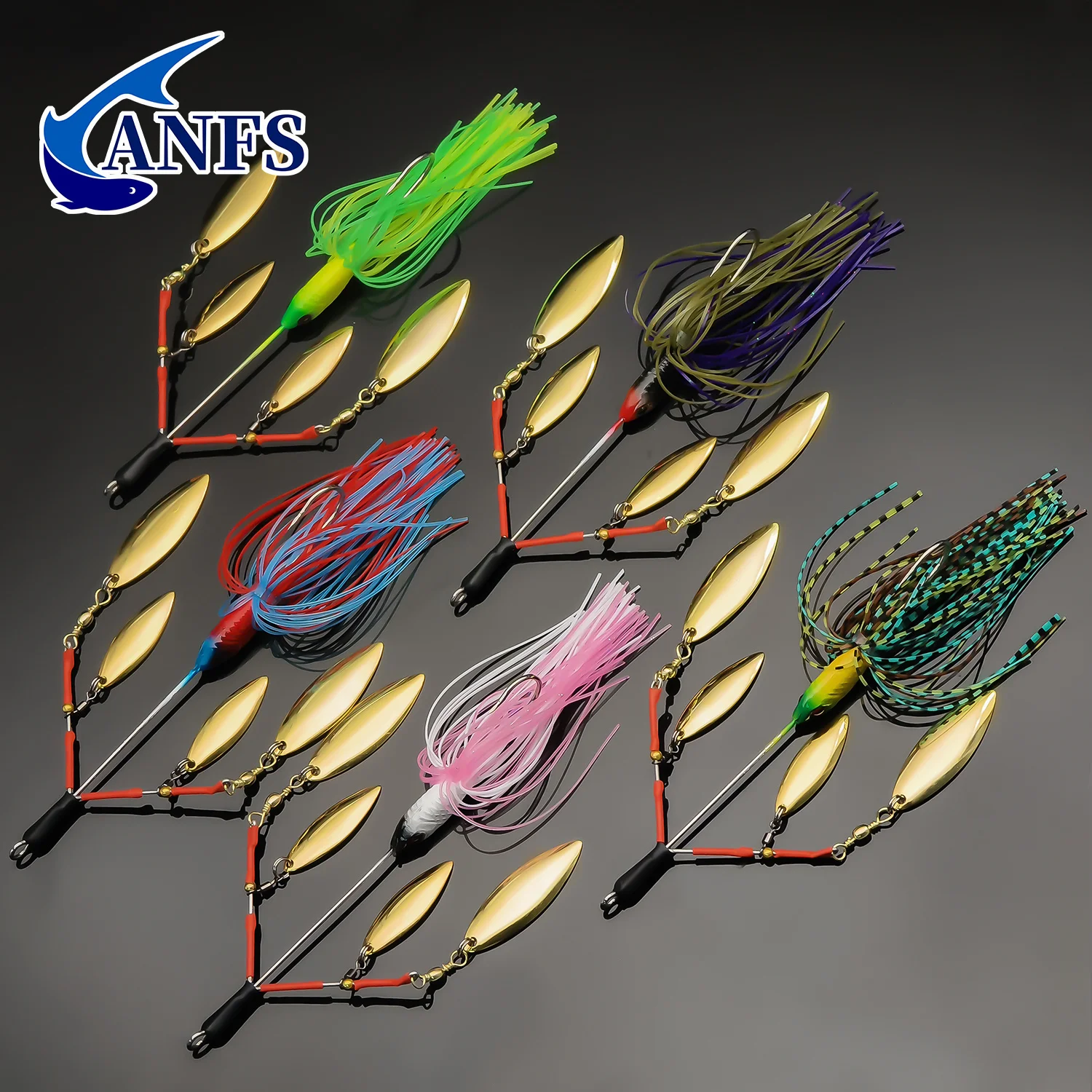 ANFS 1 Stück Angelköder mit mehreren Klingen, Spinnerköder zum Barschangeln, Forellen, Lachs, Hartmetall-Spinnerbaits
