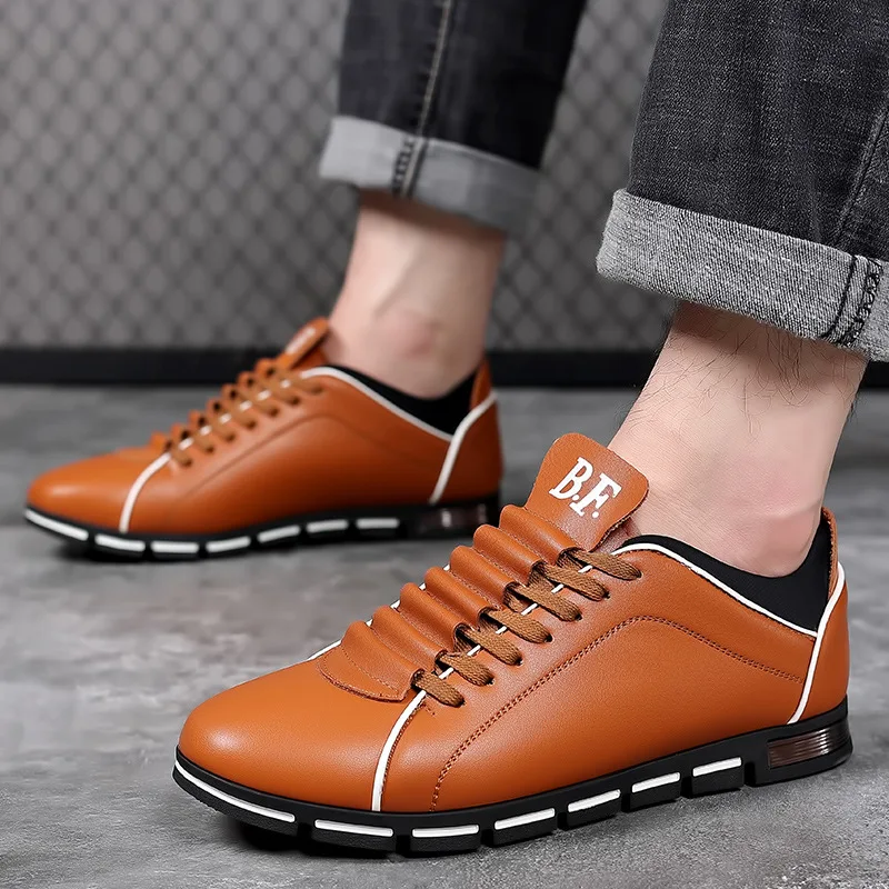 

2023 Spring Casual Shoes for Men Faux Leather Lace-up Outdoor Sports Men Shoes Soft Comfortable Breather Classic Shoes for Men