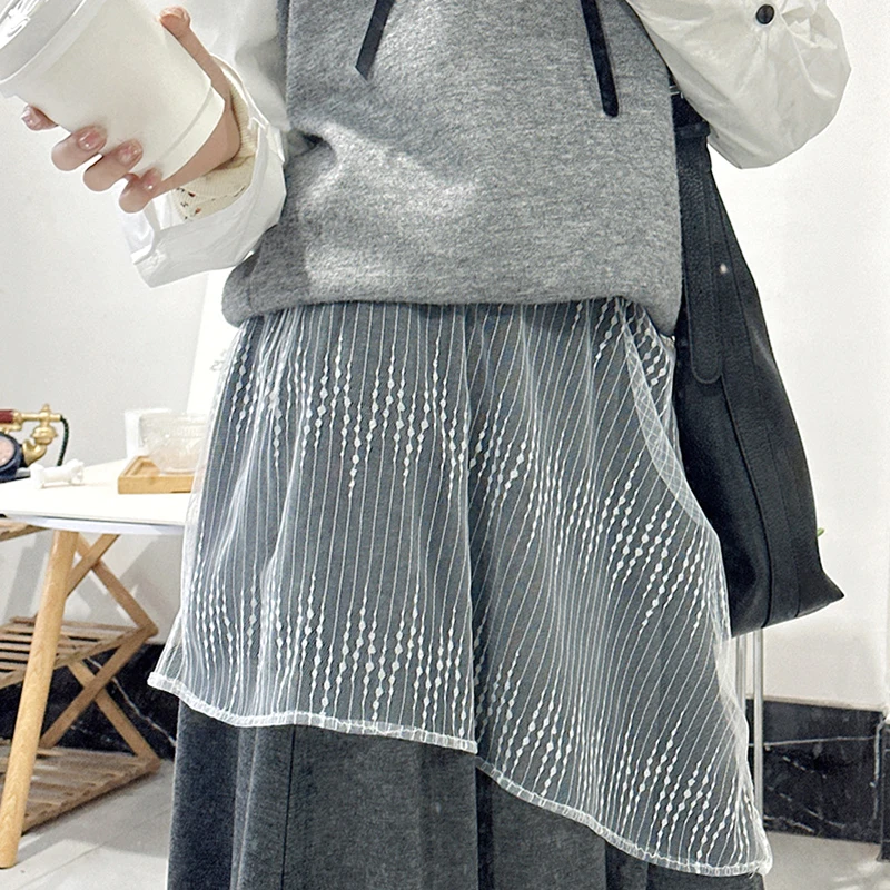 

1Pc Spring Summer Lace Layered Gauze Skirt with Tie Up Spicy Girl Y2k Streetwear Wrap Skirt Lady Thin Lace Stacked Skirts