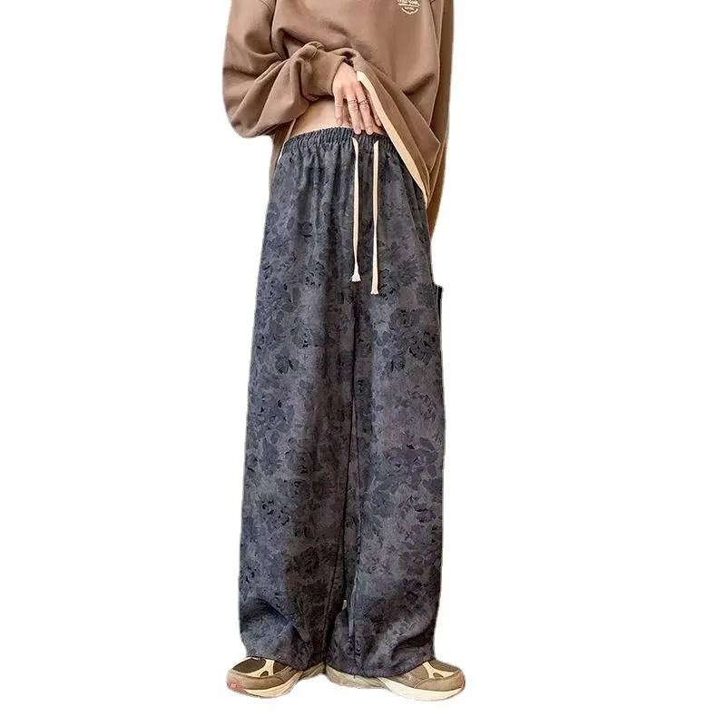 Vintage Casual Pants Men'S Spring And Autumn Ins-Style Corduroy Pants Loose Straight Tube Mop Pants