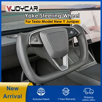 2025 Yoke Handle for the New Tesla Model Y Juniper – Customized Heated Racing-Style Leather Steering
