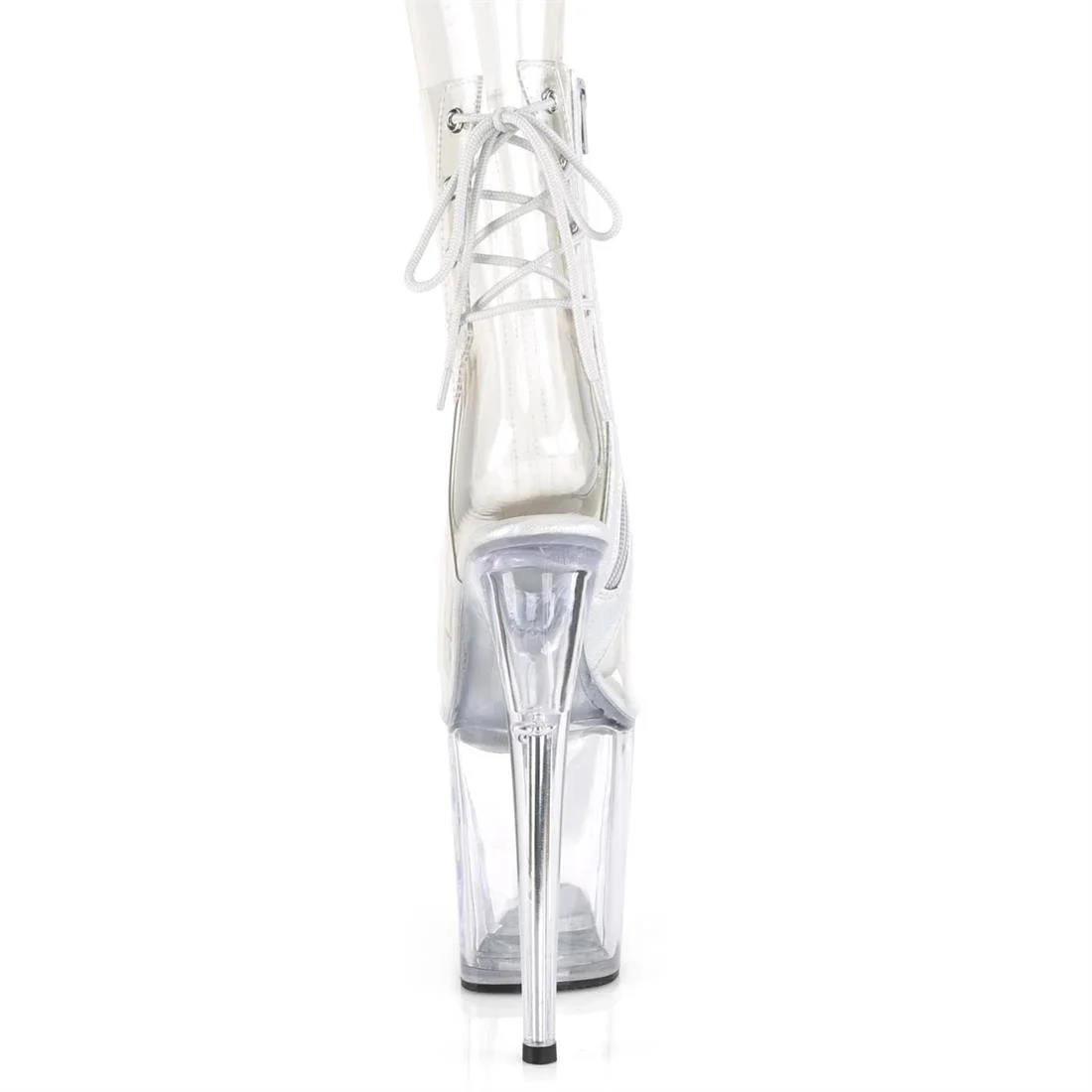 Fully transparent 20 cm bridal shoes, 8 inch model stiletto boots, fish mouth zipper, night club ankle boots