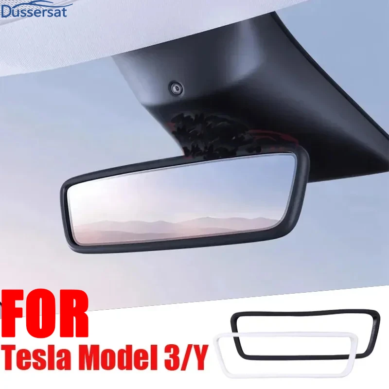 Tesla Model 3/Y Silicone Rearview Mirror Cover Edge Frame Protector Tesla Anti-Bump Protective Accessories Non-Slip Decoration