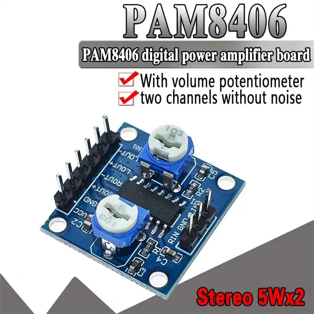 

Kits 5V Amplifiers Board Potentiometer Amplifiers Module PAM8406 Board With Volume Power Amplifiers Stereo Amplifier Amplifiers
