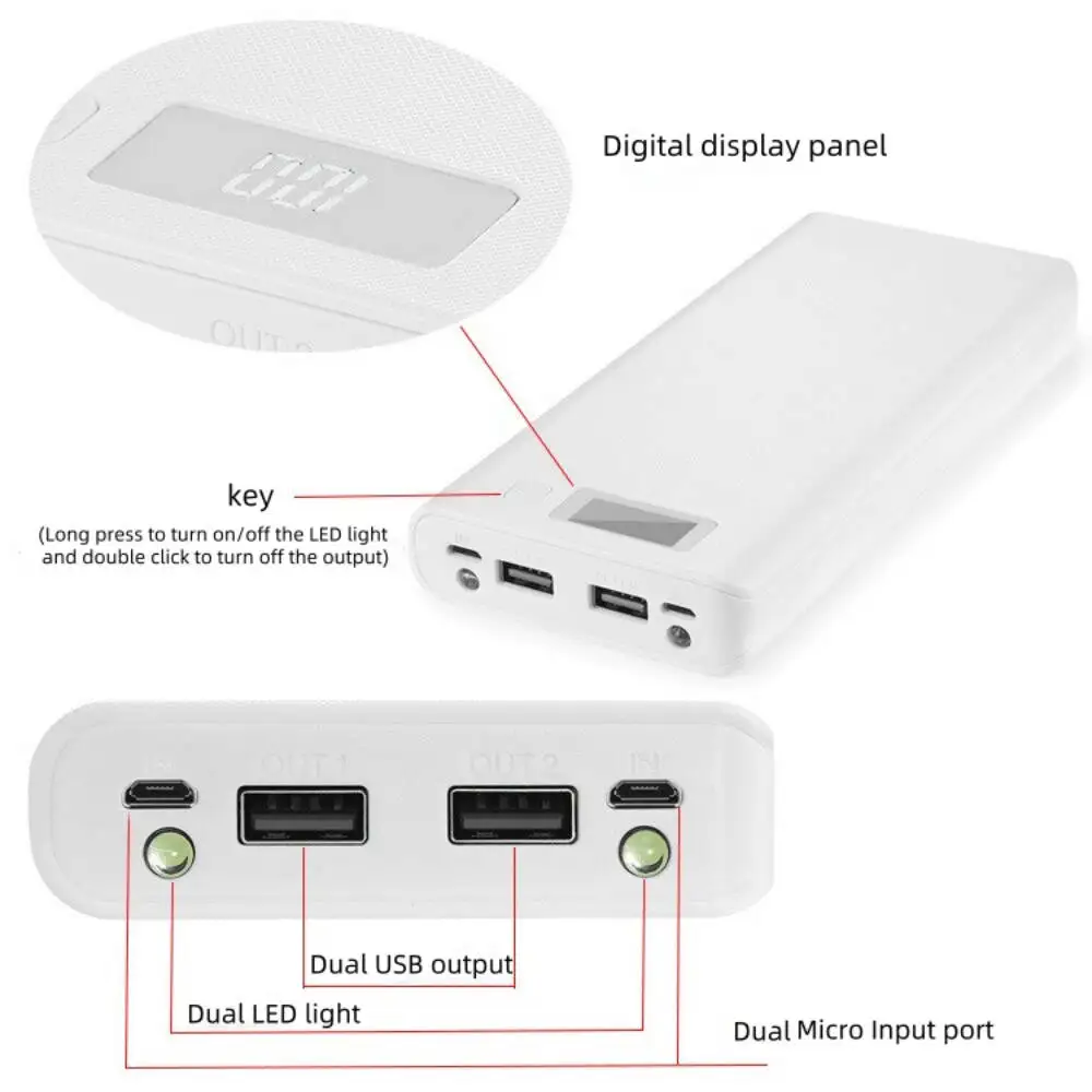8*18650 배터리 홀더 듀얼 USB 전원 은행 배터리 박스 휴대 전화 충전기 분리형 DIY 쉘 케이스 충전 보관 케이스 키트