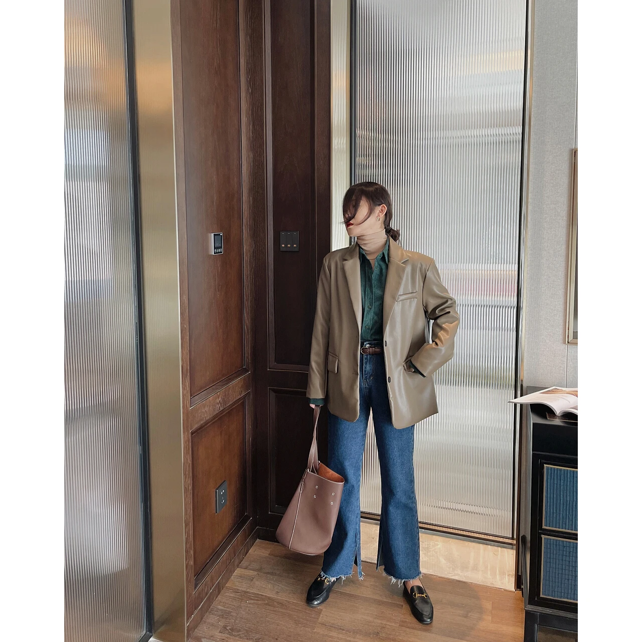 2022 Women Faux Pu Leather Jackets Blazers Trench Coats Y2k Clothes Windbreaker Overcoat Autumn Winter Oem Stylish Chic Outer