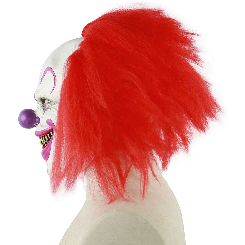 Cara Horrível, Assustadora, Assustadora E Feia De Palhaço Com Peruca  Vermelha Isolada No Fundo Branco. Máscara De Halloween Coulrophobia. -  Vetor De Ações Fotos, retratos, imágenes y fotografía de archivo libres de