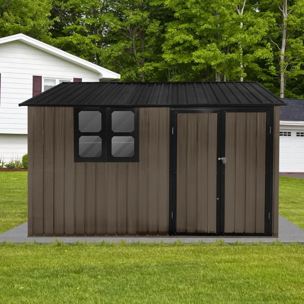 Description Picture 6 of itemSheds 10FT x 8FT Outdoor with Window & Storage Clearance, Metal Anti-Corrosion Utility Tool House with Lockable Door