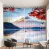 Romantic Cherry Blossom Pattern Curtain Mount Fuji Landscape Decor Curtain Japanese Sushi Nikki Restaurant Window Curtain 2PCS 5