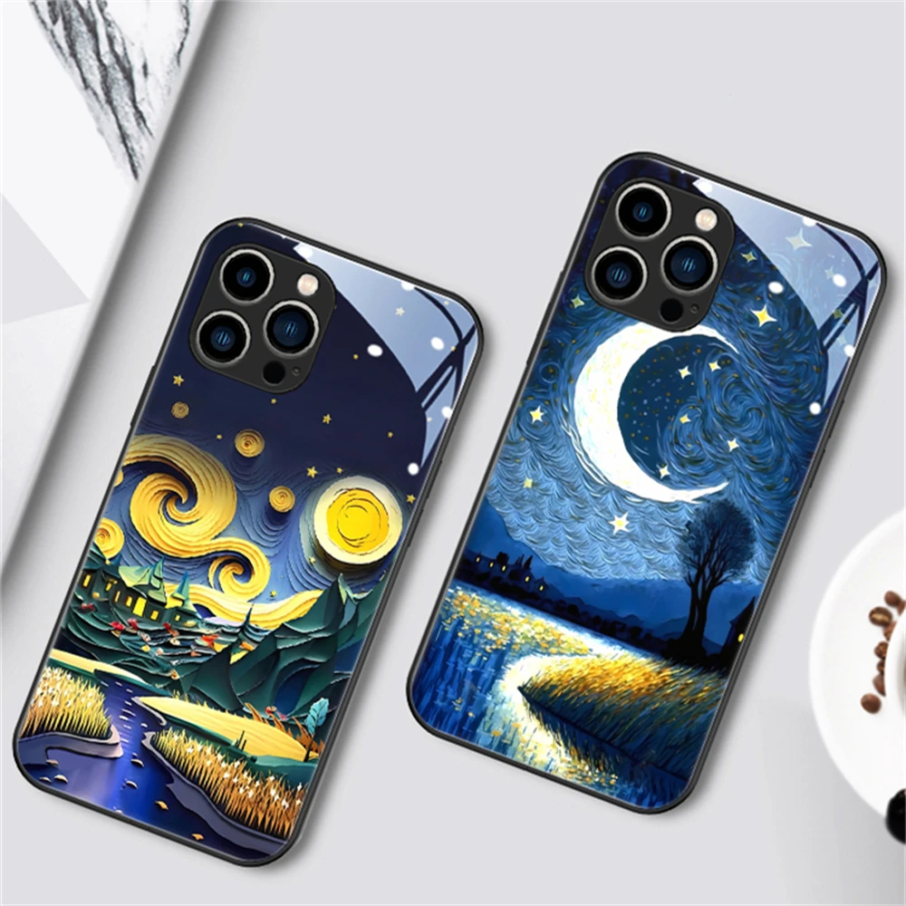 Ölgemälde-Design, Soundsteuerung, leuchtende Handyhülle für iPhone Air 17 16E 15 14 13 12 11 Pro Max XR XS Plus, LED-Glitzer-Abdeckung – Detail 12