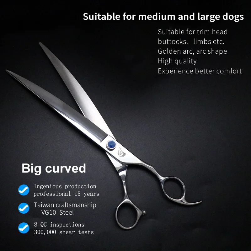 Crane Big Curved Pet Scissors 7.0/7.5/ 8/ 9/ 10 Inch for Dog Grooming Cutting High Quality Shears Large Dog Grooming VG10 Steel dog grooming scissors