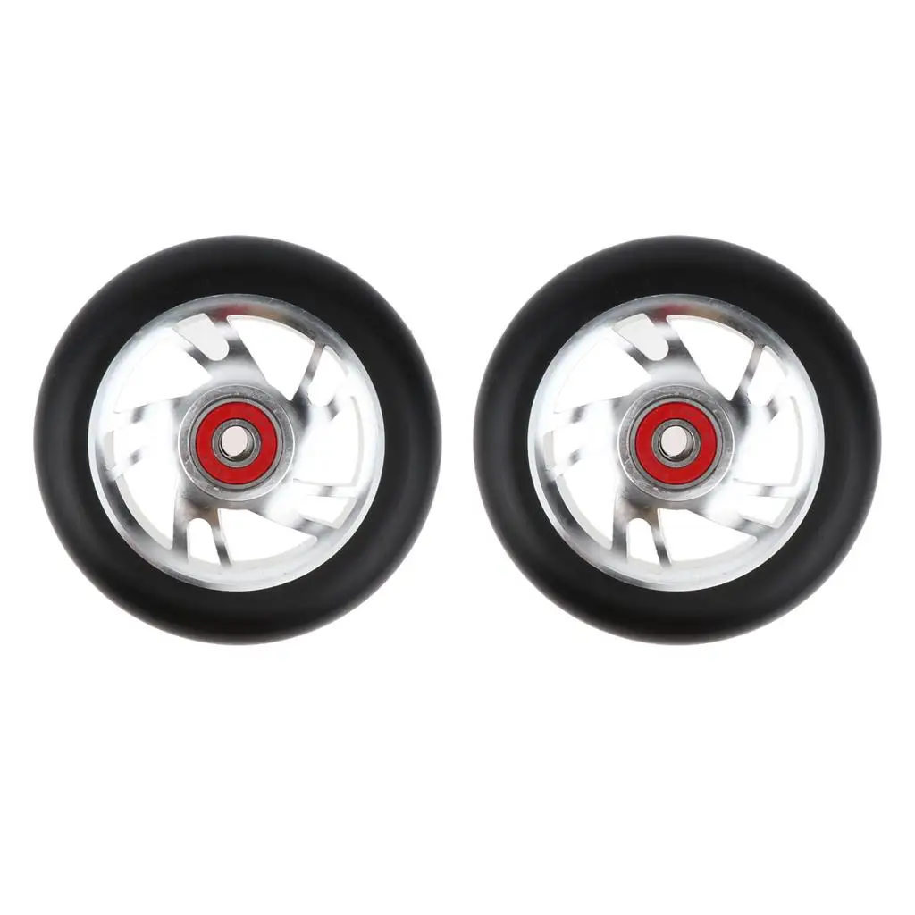 Pair of 100mm Scooter Wheels with ABEC-9 Bearings-Set of 2