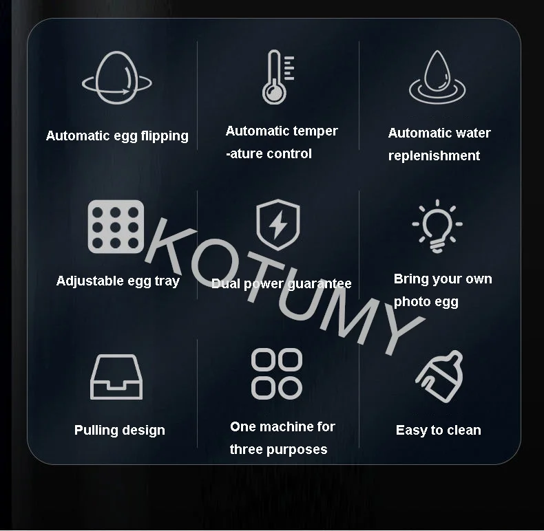 Description Picture 3 of item24/36 Small Household Eggs Hatching Machine Used To Hatch Chicken, Duck, Goose And Quail Eggs Automatic Water Replenishment 220V