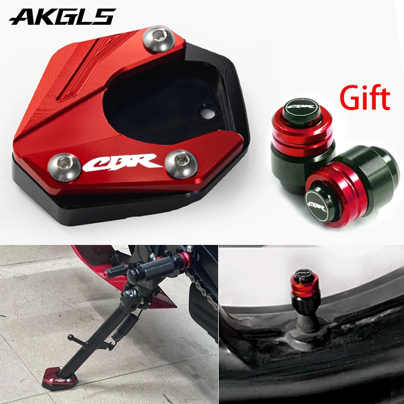 For HONDA CBR650R CBR650F CBR 650R CBR500R 2013-2023 2024 Motorcycle Tire Valve Cap Kickstand Foot Enlarger Side Stand Extension