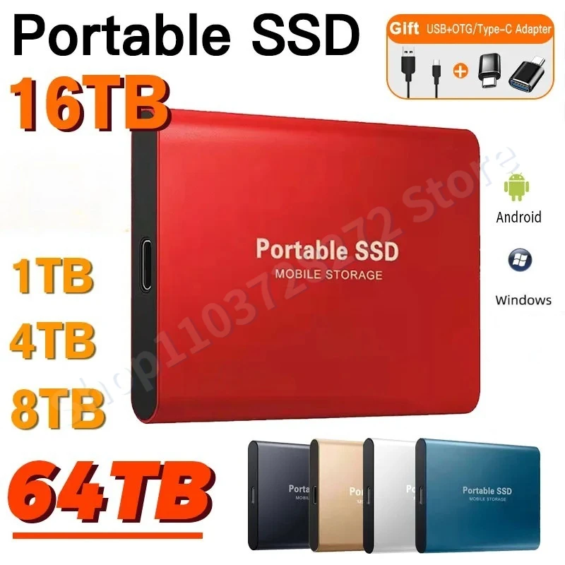 

For xiaomi SSD Sata3.0 External Hard Drive 1TB 2TB 4TB 64TB Portable High-Speed Drive SSD Mini Hard Disks Solid State Hard Drive