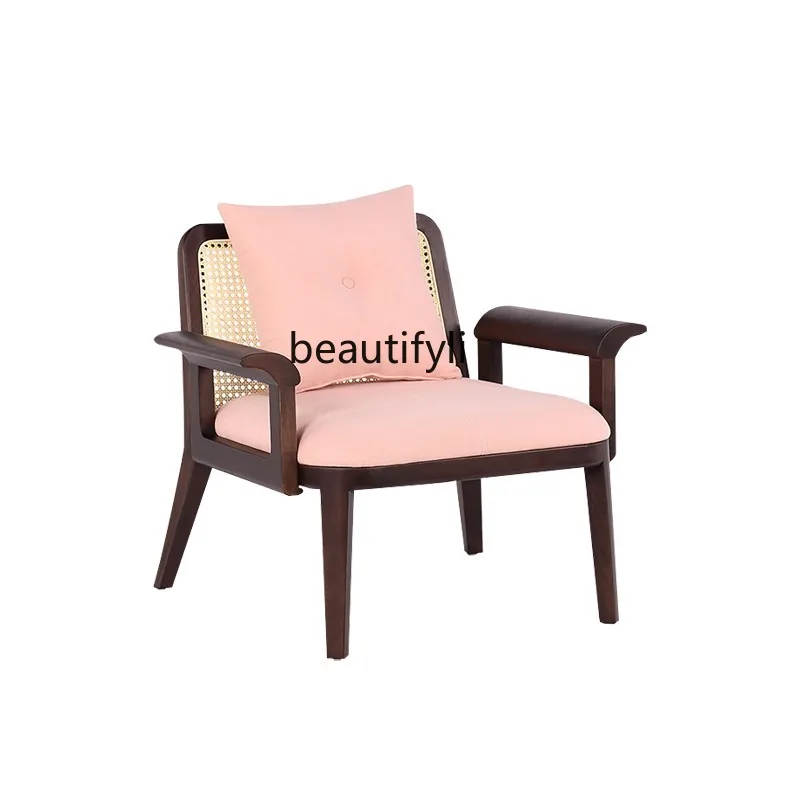 

Одноместный диван-стул юго-Восточной Азии из массива дерева в стиле ретро для гостиной ротанговый стул для отдыха мягкое кресло с откидывающейся спинкой для отеля