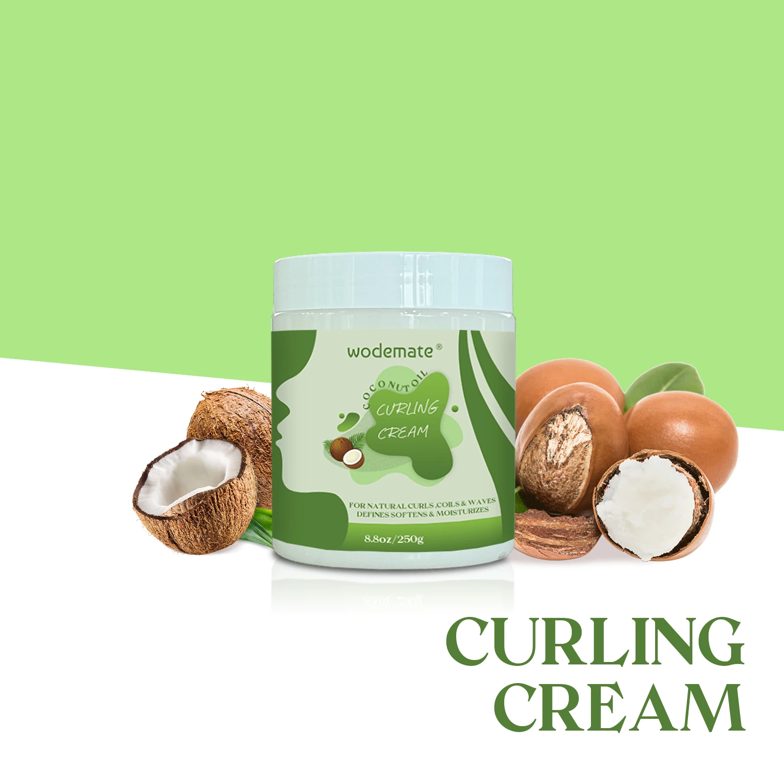 250ml Private Label Add Shine Private Label Coconut Scent Natural Ingredients Curling Cream for Natural Hair