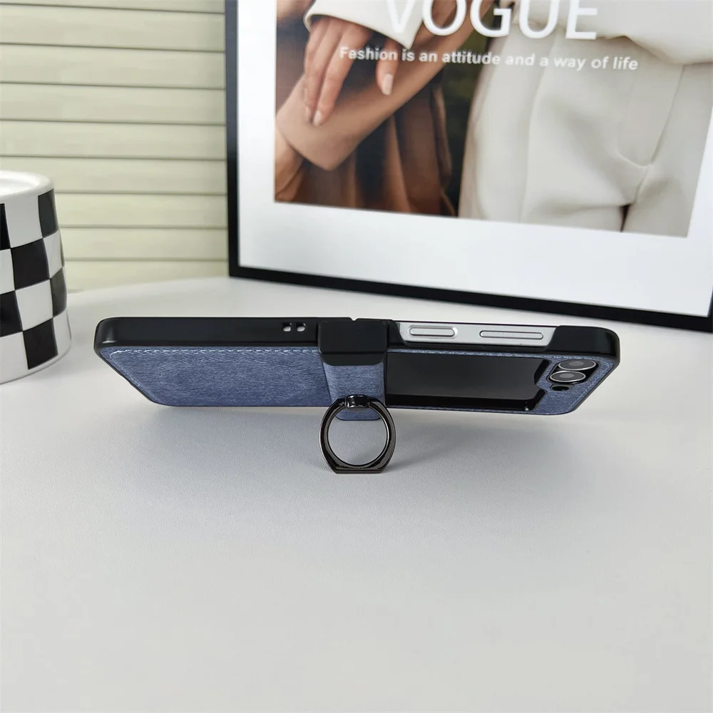 Y2K Washed Denim Magnetic Case with 2-in-1 Ring Holder and Bracket Cover