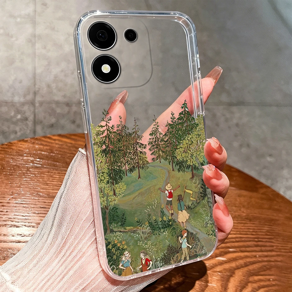 Sweet Lovely Girl Dustproof Transparent Phone Case – Creative Protective Cover