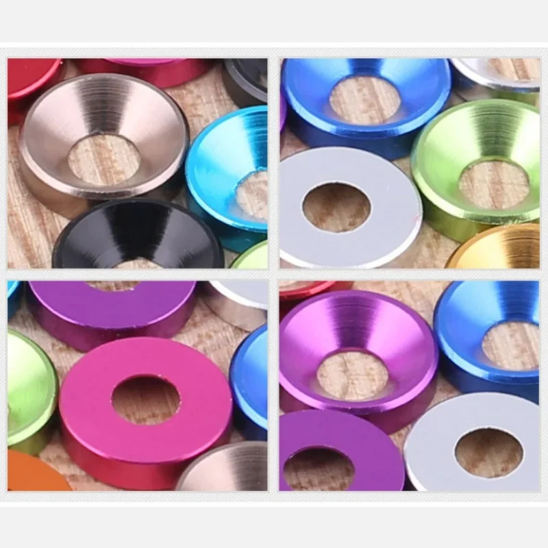 Aluminum washer M2M2.5 M3M4 M5M6M8 Aluminum Alloy Countersunk Head Washer Bolt Washers Gasket Anodized Flat Head Washer Colorful