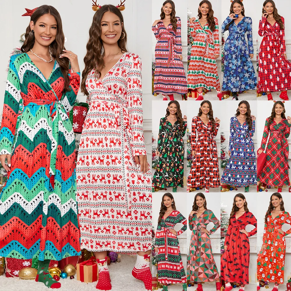 Caridad® | Bohemian holiday dresses with striped patchwork and V-neck main image 1