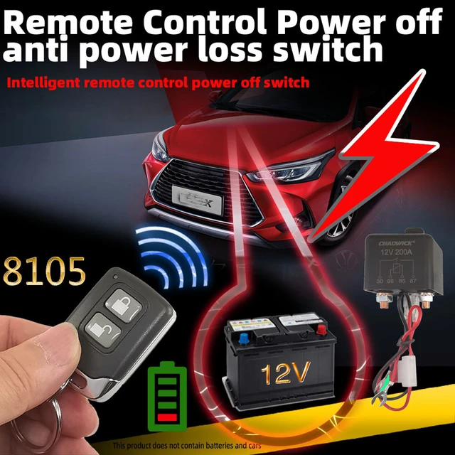 Interrupteur de déconnexion de la batterie de voiture Coupe-circuit  d'alimentation avec télécommande Terminal en cuivre pour automobile 12V