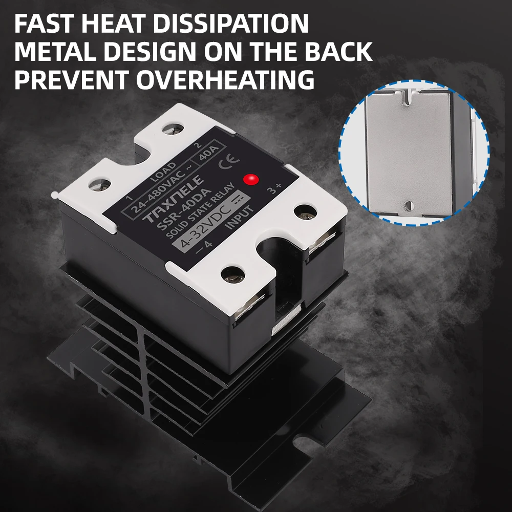 High-Performance Industrial Solid State Relay - DC to AC, 4-32VDC Input, 24-480VAC Output, Black
