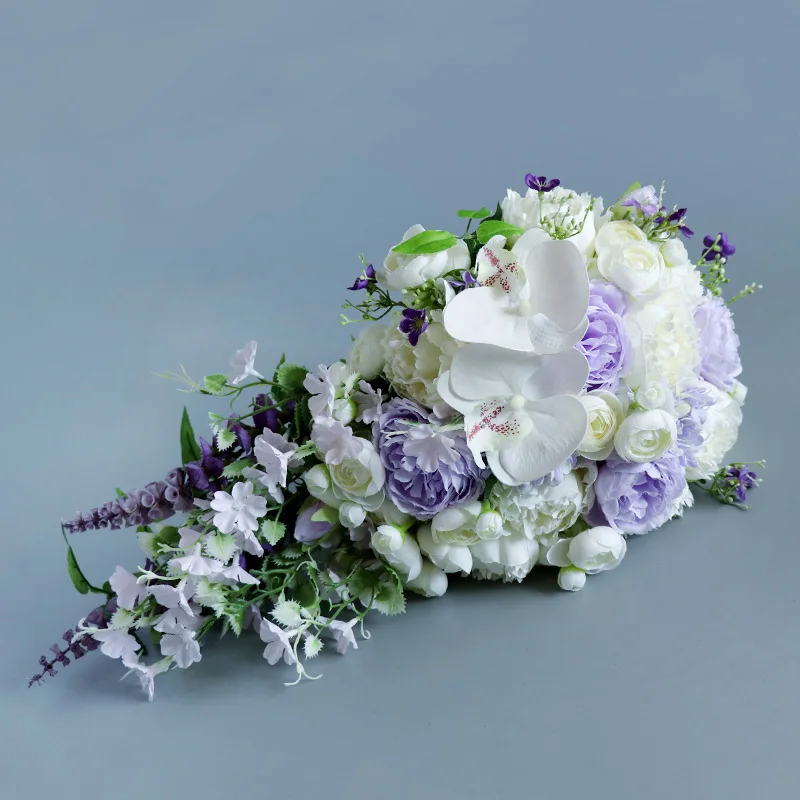 Vintage Artificial White and Lilac Wedding Bouquets Bridesmaid Carla Lily Church Home Decor Gifts Bride ramo de quincea&ntilde;era