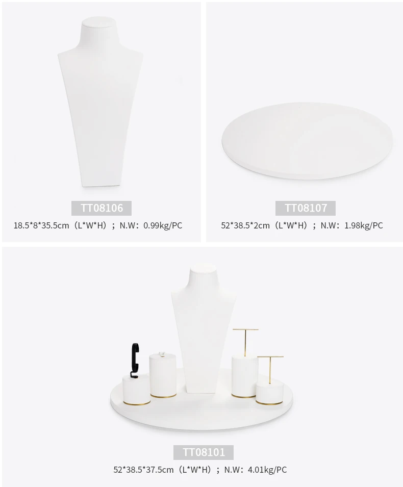 Oirlv Weiß PU Leder Schmuck Display Set für Halskette Ohrringe Ring Shop Fenster Ausgestellt Requisiten – Detail 7